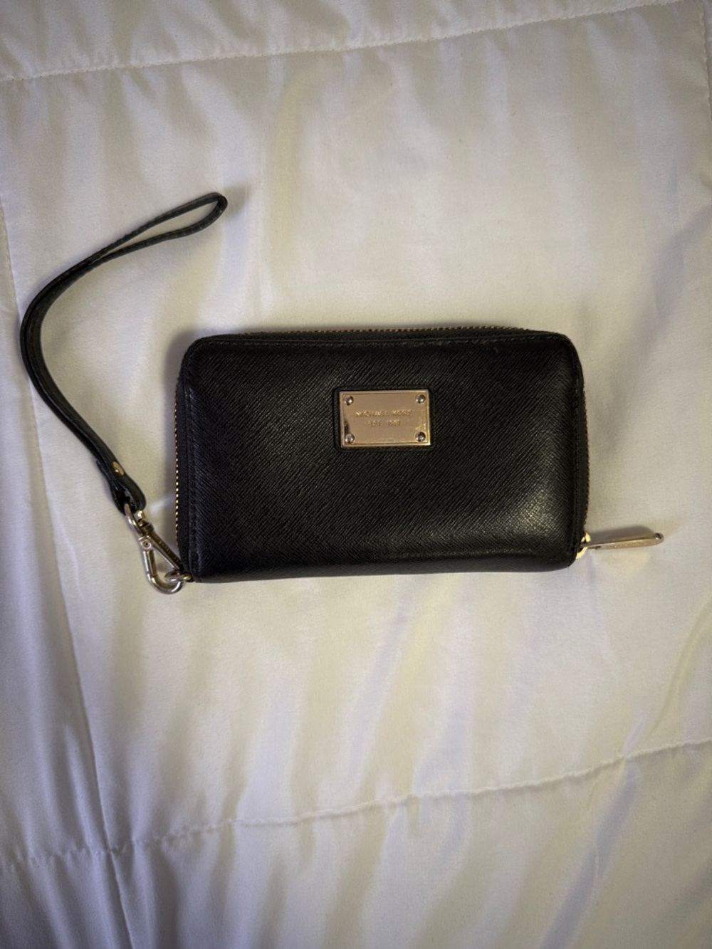 Michael Kors Black Saffiano Leather Wristlet Wallet